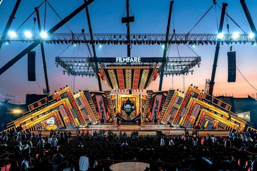 Concert stage with live performance lighting