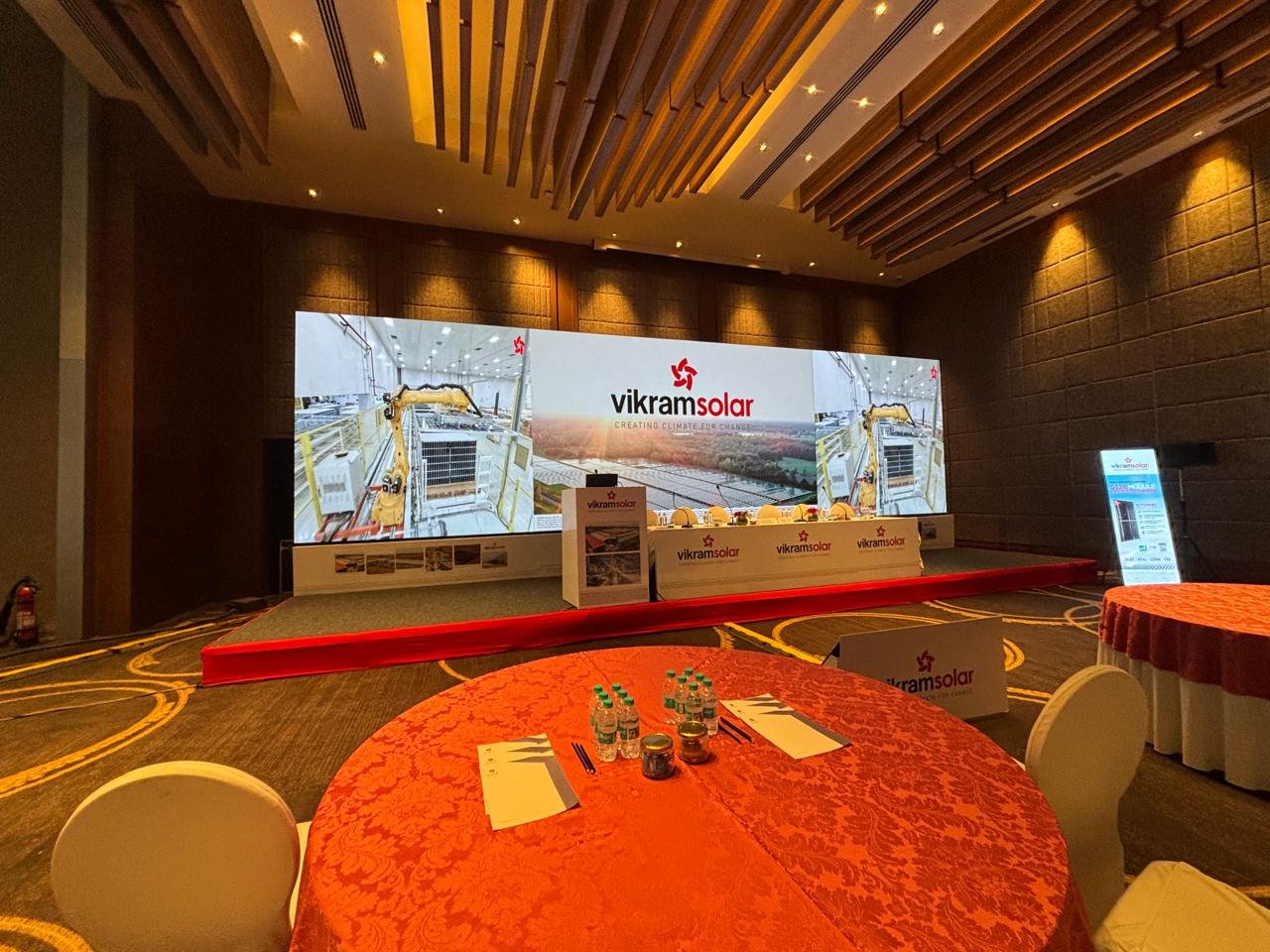 IPO event stage produced by Outdoor Media at ITC Narmada, Ahmedabad