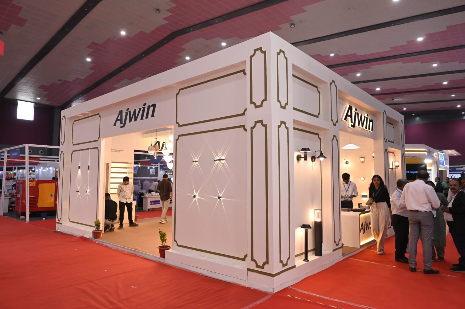 Exhibition pavilion with product displays